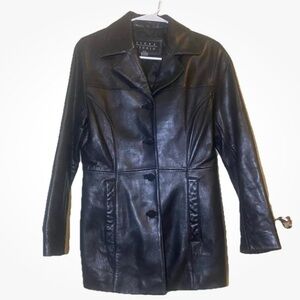 Sienna Studio Elegant Black Leather Jacket SZ S